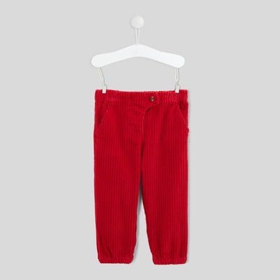 Pantalon uni en gros velours taille élastique dos et fermé avec un bouton devant, garçon, OEKO-TEX. BOUT'CHOU