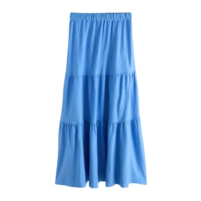 Jupe longue en coton avec volants superposés NEXT