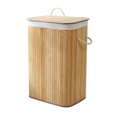 Panier à linge rectangulaire en bambou 70L - H60 cm CALICOSY