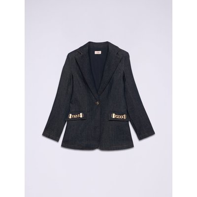 Blazer réalisé en denim de coton bleu foncé rincé OLTRE