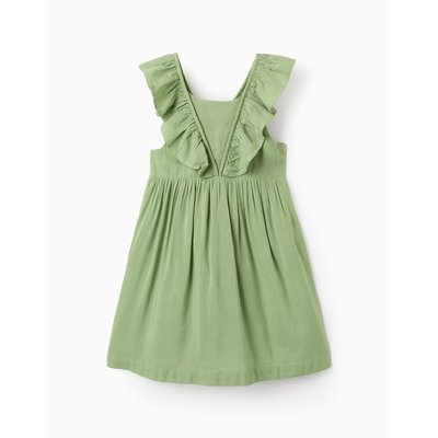Robe en Viscose, Coton et Lin avec Volants ZIPPY