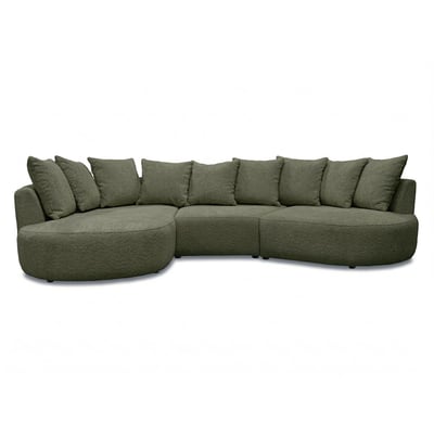 Canapé d'angle fixe 6 places en tissu bouclette, CALYPSO BOBOCHIC