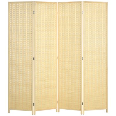 Paravent séparateur de pièce pliable 4 panneaux bois bambou coton HOMCOM