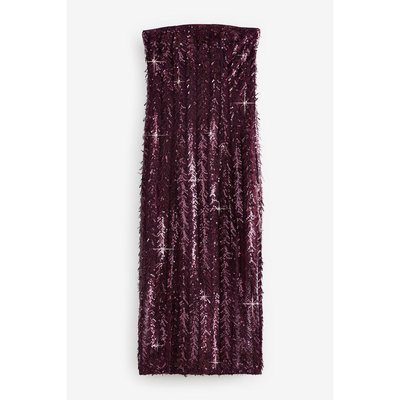 Robe longue bandeau avec plumes et sequins NEXT