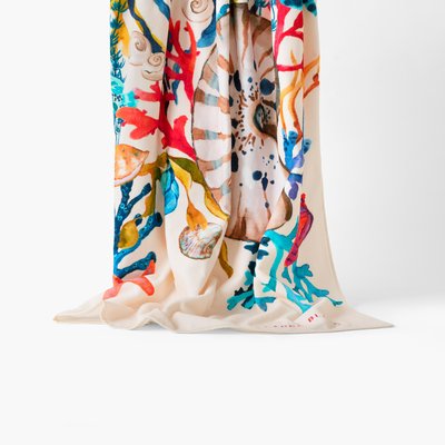 Drap de plage coton RECIF CARRE BLANC