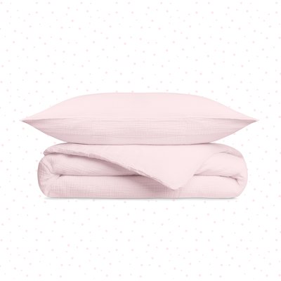 Parure bébé en gaze de coton, TENDRESSE GAUFRÉE BLANC CERISE
