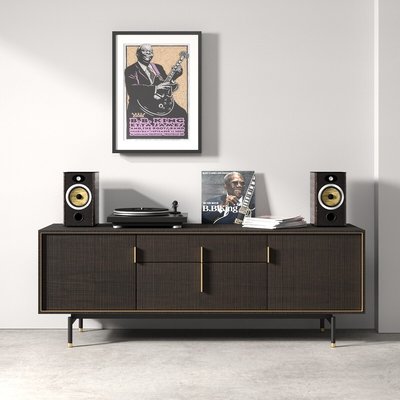 Тумба из шпона дуба и латуни 2 ящика SO'HOME