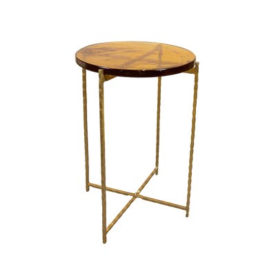 Table d'appoint avec plateau en verre et pieds en métal, BELLI NOW'S HOME