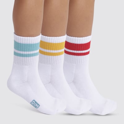 Lot de 3 paires de chaussettes rayées enfant Dim Sport DIM