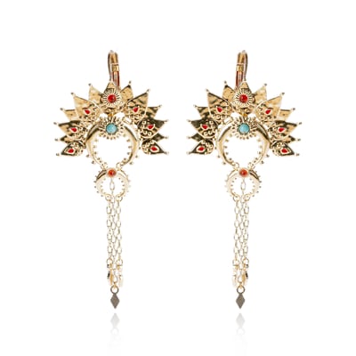 Boucles d'oreilles pendantes couronne avec chaînes MOSTY HIPANEMA