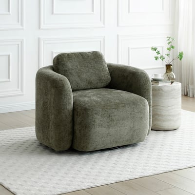 Muse Distressed Chenille Swivel Chair ÉDITÉ