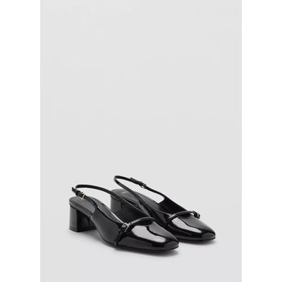 Chaussures à talon en cuir verni avec brides à boucle MANGO