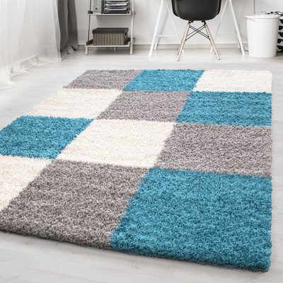 Tapis de salon à motif damier tricolore ODDA NAZAR RUGS