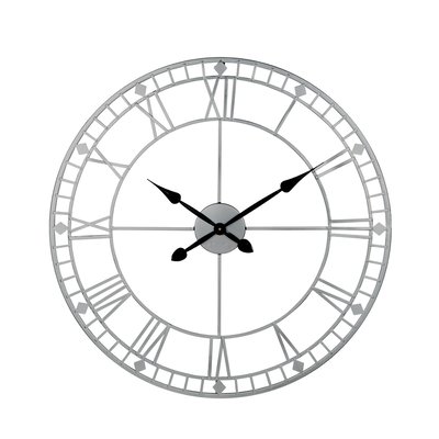 80cm Antique Silver Metal Round Wall Clock SO'HOME