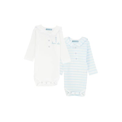 Lot de 2 bodies col marin en coton BRENDAN BABY ARMOR-LUX