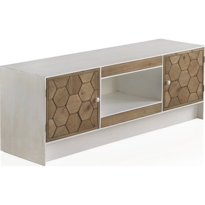 Meuble tv bois  fresno décor hexagonal rustique RECOLLECTION