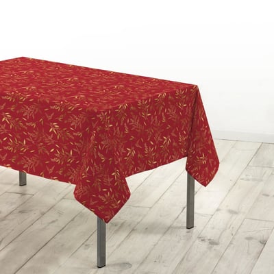 Nappe Rectangulaire 140x240 Imprimé Métallisé Rouge Et Or DECORATIE