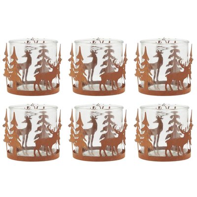 Photophore en métal effet rouillé Cerf Lot de 6 AUBRY GASPARD