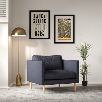 Gabriela Modern Soft Brushed Armchair with Light Wood Legs & Feather Fillings SO'HOME