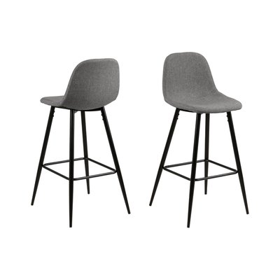 Tabourets de bar en tissu piétement métal noir (lot de 2) - WILLY HELLIN, DEPUIS 1862