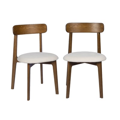 Chaise vintage bois d'hévéa teinte noyer et tissu texturé (lot de 2) VICTOIRE SWEEEK