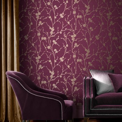 Papier peint Branches fleuries scintillantes Meiying GRAHAM ET BROWN