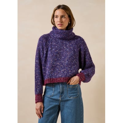 Pull court irisé manches longues col boule LA FEE MARABOUTEE