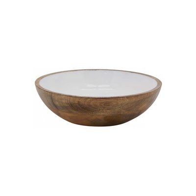 Saladier en manguier et résine blanche Diamètre 25 cm AUBRY GASPARD
