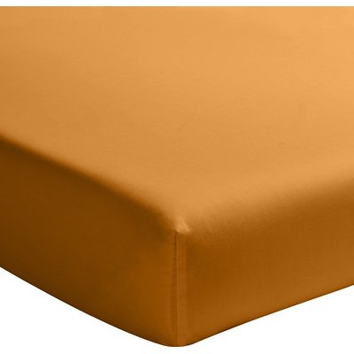 Drap housse percale de coton lavé bonnet 30 cm uni, Elegance BATON ROUGE
