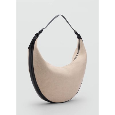 Sac porté épaule en mélange de lin ovale MANGO