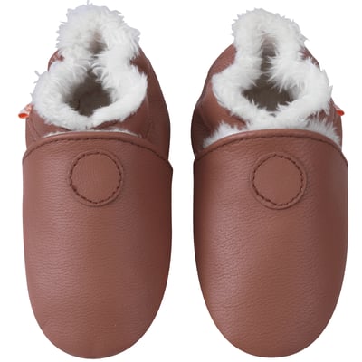 Chaussons cuir souple uni fourrés TICHOUPS