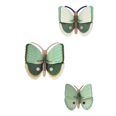 Papillon mural décoratif  Fern Striped Butterflies set de 3 STUDIO ROOF
