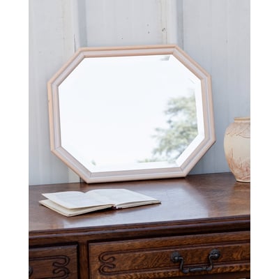 Miroir octogonal en bois beige nude Georges N°1360 - Bon état DEBONGOUT