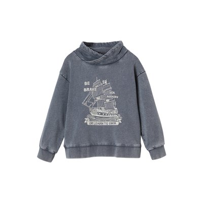 Sweat col snood motif bateau pirate effet délavé VERTBAUDET