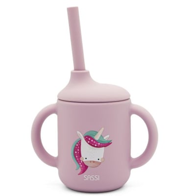 Gobelet en silicone avec poignées et paille ANIMAUX SASSI JUNIOR