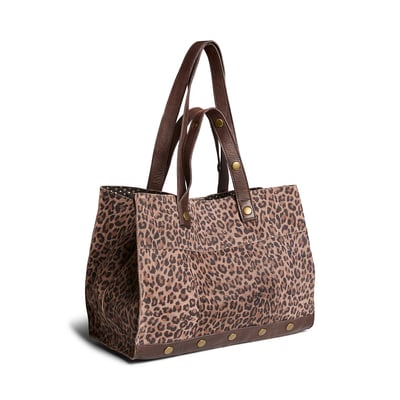 Grand sac à main shopper en cuir imprimé léopard, Ava PIECES