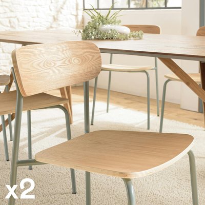Chaise bois et métal vert pale style écolier (lot de 2) TIM PIER IMPORT