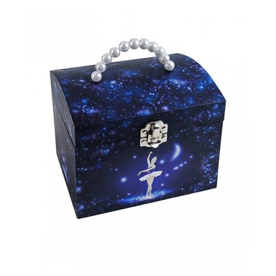 Grande Boite à Bijoux Musicale Danseuse Etoile -Vanity Case Bleu Nuit TROUSSELIER