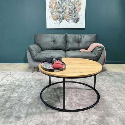 Table basse ronde diamètre 90 cm en chêne huilé PALERME PIER IMPORT