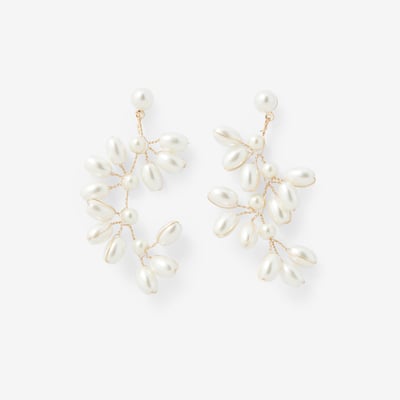 Boucles d'oreilles grappe de perles blanches BALABOOSTE