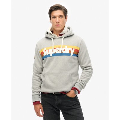 Sweat à capuche rayé à logo rétro SUPERDRY