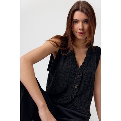 Gilet en maille ajourée et boutons délicats AYA ARTLOVE