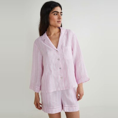 Pyjashort rayé manches courtes en lin MONOPRIX