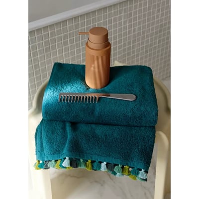 Drap de bain coton bouclette pompons MANGO HOME