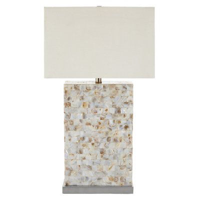 Natural Mosaic Shell Rectangular Column Base Table Lamp SO'HOME