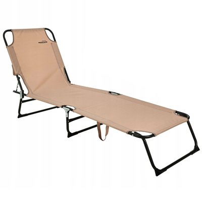 Bain de soleil pliable métal noir et toile beige 185x55x24cm WADIGA