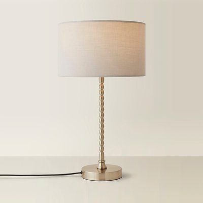 Brushed Chrome Bobble Table Lamp with Fabric Drum Shade SO'HOME