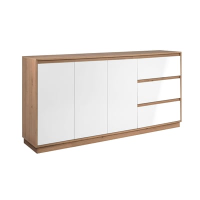 Buffet 3 portes 3 tiroirs décor bois et blanc ALVA PIER IMPORT