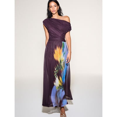 Robe mi-longue en mesh à épaules dénudées NEXT