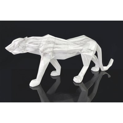 Sculpture moderne panthère blanche effet marbre 68 cm PIER IMPORT